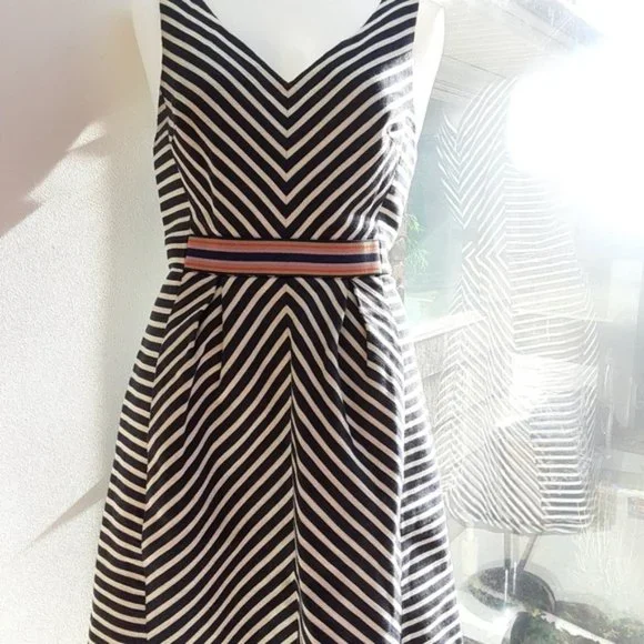 Anthropologie Maeve Mitered Stripe Dress 6 - Picture 6 of 7